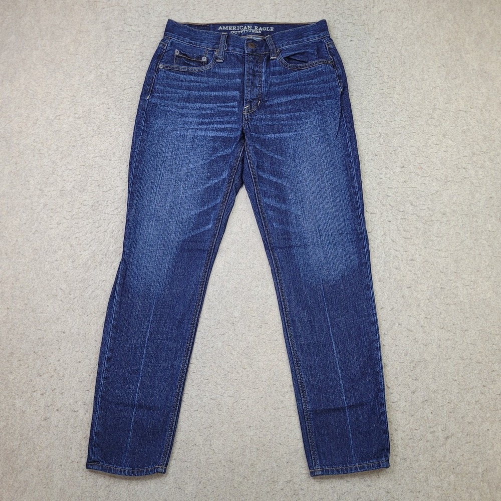 American Eagle Vintage Hi-Rise Jeans Womens 2‎ Reg Button Fly Blue Denim
